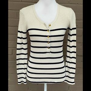 J.Crew Stripe  thermal weave Henley S -XS